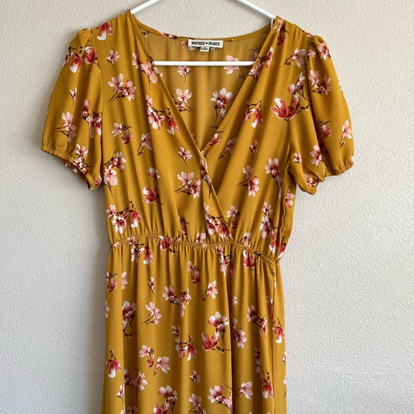 Mustard Yellow Floral Long Dress - Picture 4 of 4